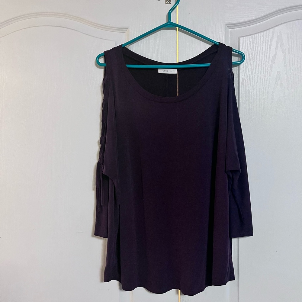 Women's Deep Purple Cold Shoulder Blouse